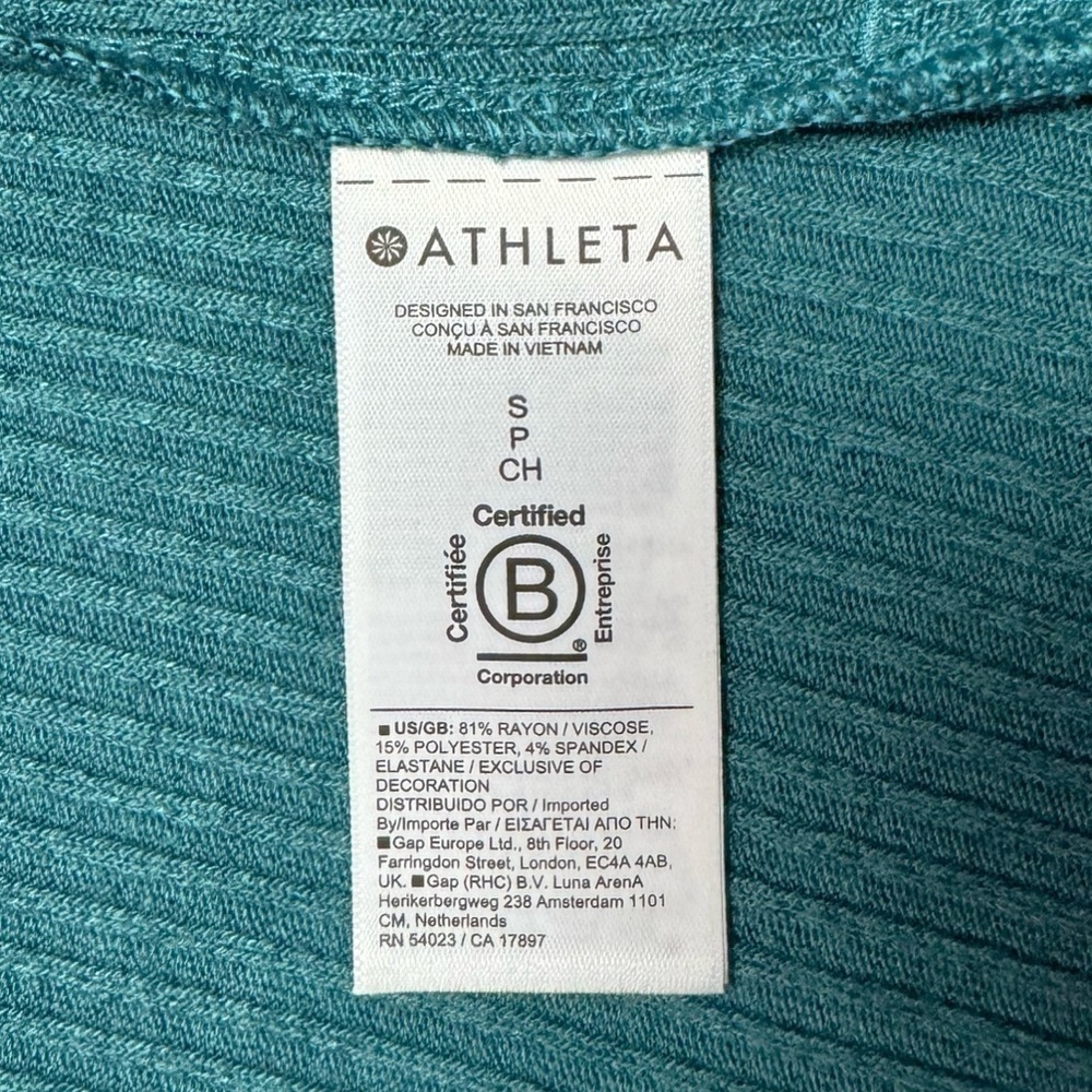 Athleta Harmony Pose Wrap Teal Cardigan Hooded Size Small Ribbed Yoga Athleisure - Picture 5 of 7